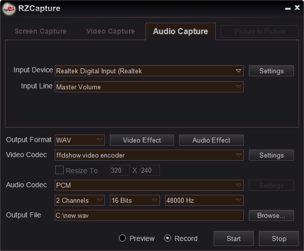 audio capture window audio capture window