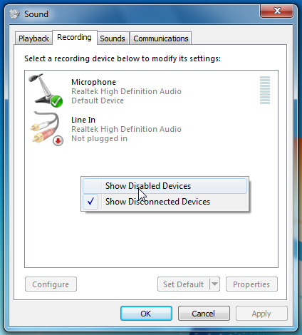 show disabled audio devices show disabled audio devices